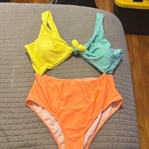 SHEIN Yellow, Blue, and Orange Bikini Set